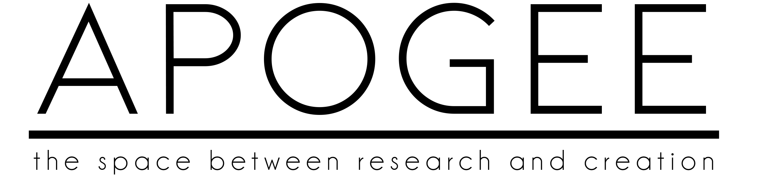 Logo for Apogee: the space between research and creation