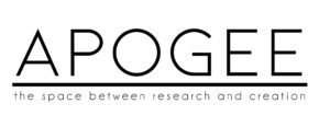 Logo for Apogee: the space between research and creation