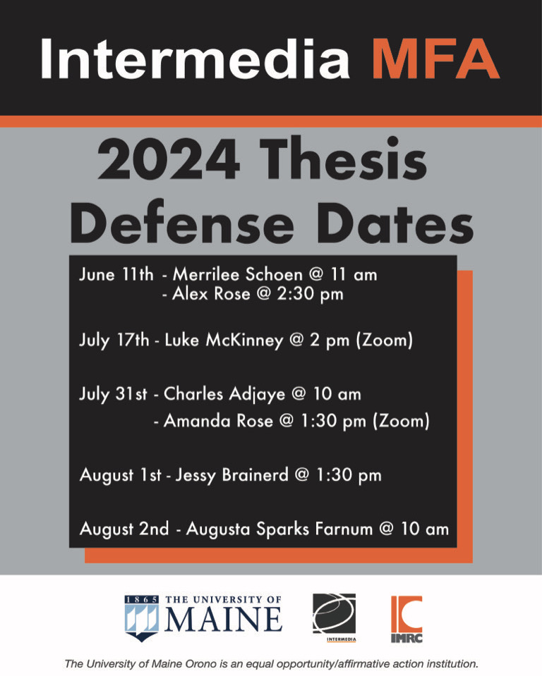 Thesis Defense poster with students names, date, and time of defense